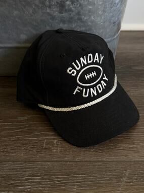 Mad Engine Sunday Funday Football Embroidered Rope Snapback Hat Black OSFM